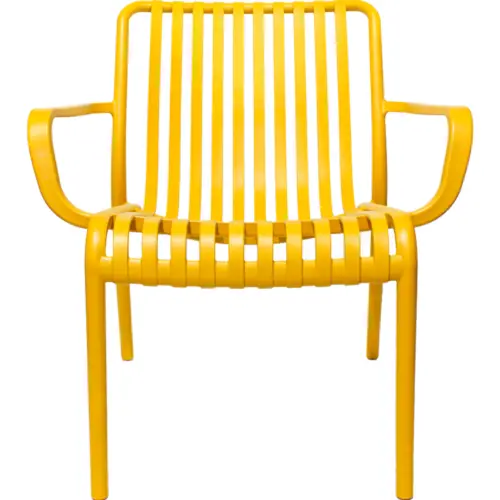 Silla de plástico con descansabrazos amarillo diseño tiras de 69.9×74.7x77cm