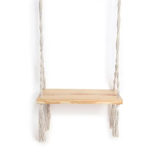 Columpio con agarre de macramé con base de madera de 25x60x200cm Soporte Maximo peso 100Kg