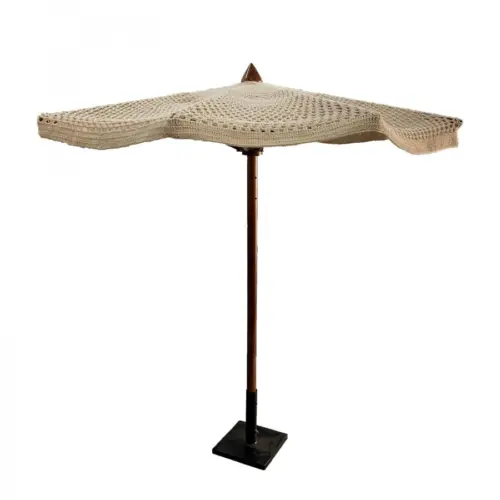 Sombrilla de macramé tejida con base de metal de 180x180x180cm