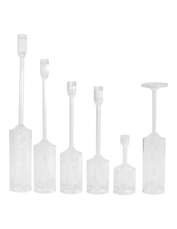 Juego de 6 candelabros transparentes de 6x6x16/28/29/30/35/42cm - Image 2