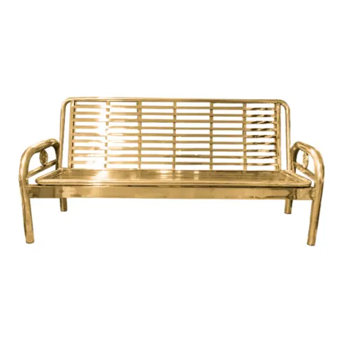 Banca de metal dorada de 190x70x95cm