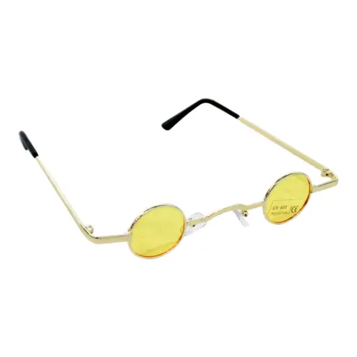 Lentes para sol con cristales redondos amarillo con dorado de 13.5×14.5×2.8cm