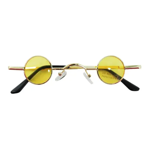 Lentes para sol con cristales redondos amarillo con dorado de 13.5×14.5×2.8cm