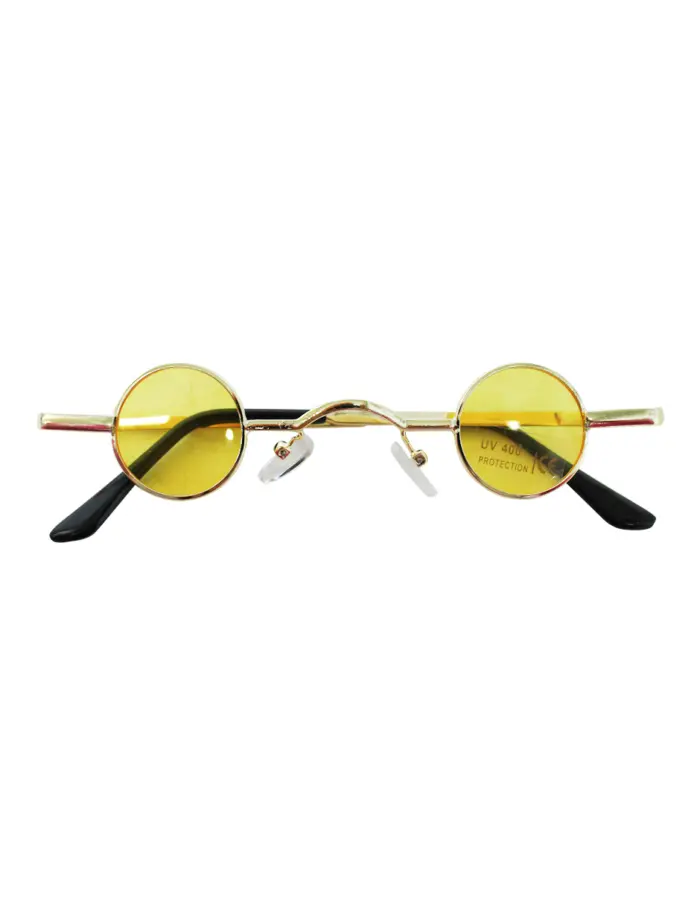 Lentes para sol con cristales redondos amarillo con dorado de 13.5x14.5x2.8cm - Image 2