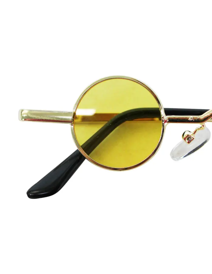 Lentes para sol con cristales redondos amarillo con dorado de 13.5x14.5x2.8cm - Image 3