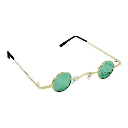 Lentes para sol con cristales redondos turquesa con dorado de 13.5×14.5×2.8cm