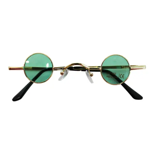 Lentes para sol con cristales redondos turquesa con dorado de 13.5×14.5×2.8cm