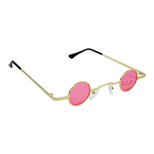 Lentes para sol con cristales redondos rosa con dorado de 13.5×14.5×2.8cm