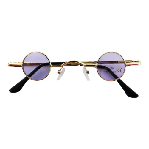 Lentes para sol con cristales redondos púrpura con dorado de 13.5×14.5×2.8cm