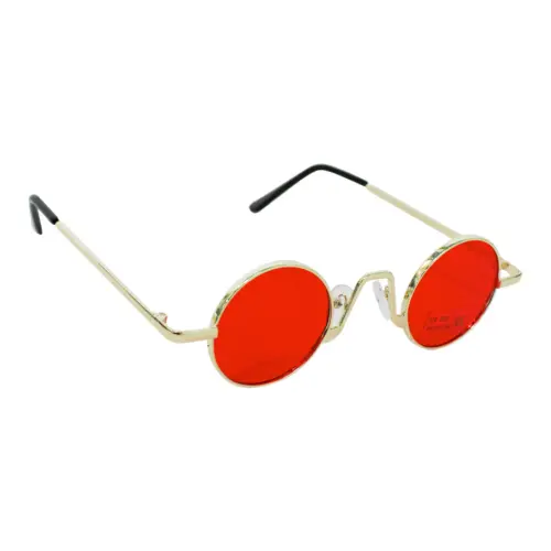 Lentes para sol con cristales redondos rojo con negro de 14x15x4cm