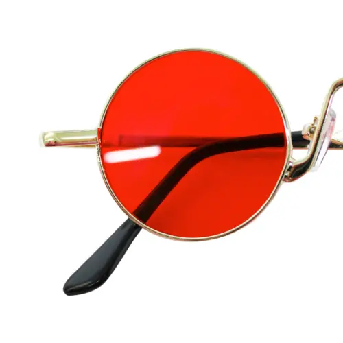Lentes para sol con cristales redondos rojo con negro de 14x15x4cm