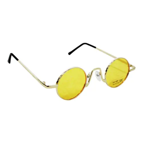 Lentes para sol con cristales redondos amarillo con negro de 14x15x4cm