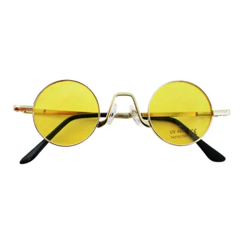 Lentes para sol con cristales redondos amarillo con negro de 14x15x4cm
