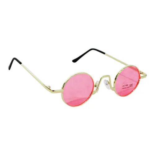 Lentes para sol con cristales redondos rosa con negro de 14x15x4cm