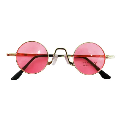 Lentes para sol con cristales redondos rosa con negro de 14x15x4cm
