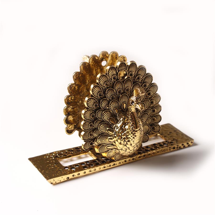 Servilletero dorado diseño pavorreal - Galerías el Triunfo - 156072692058