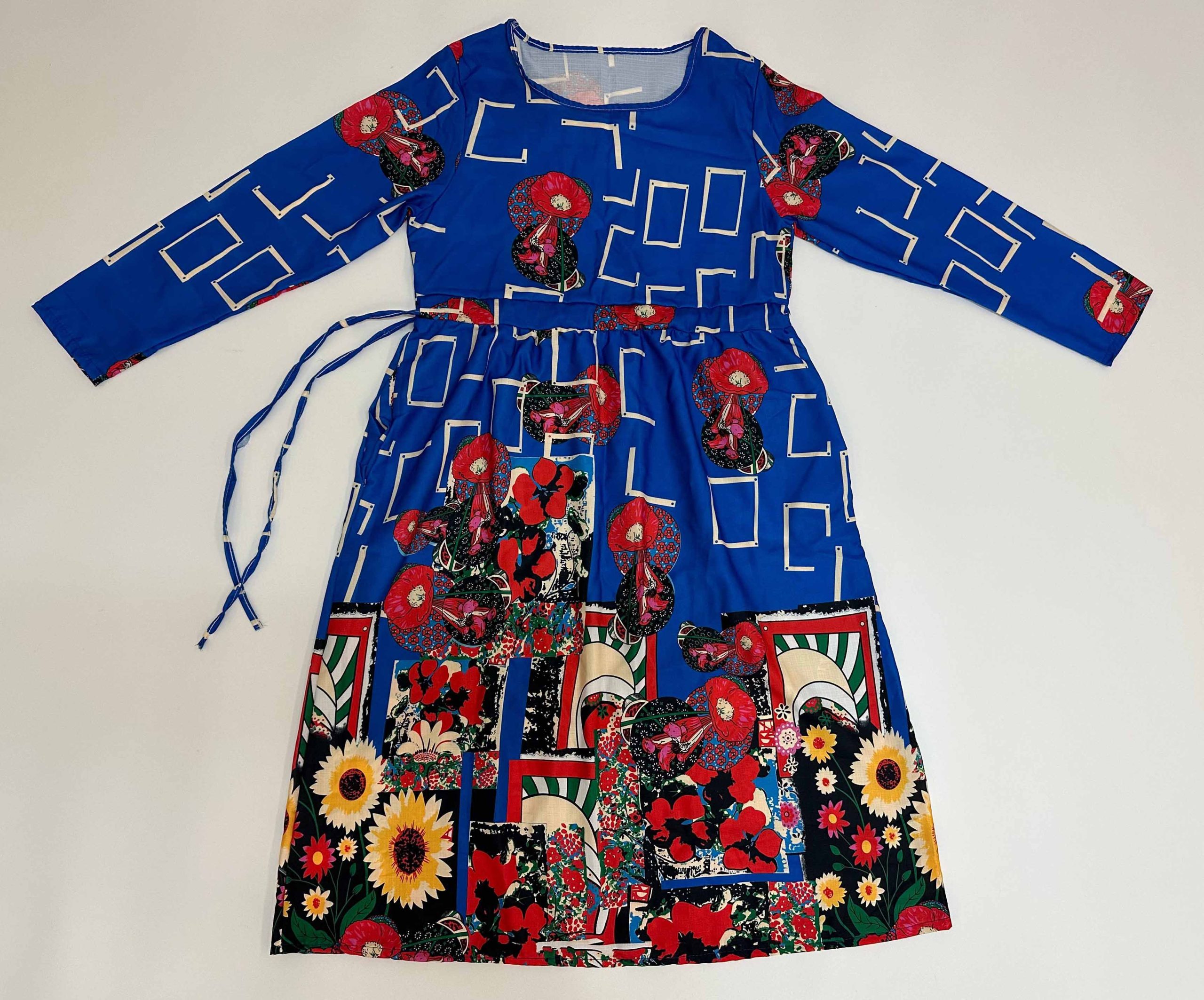 Vestido largo azul floreado - Galerías el Triunfo - 291001736629