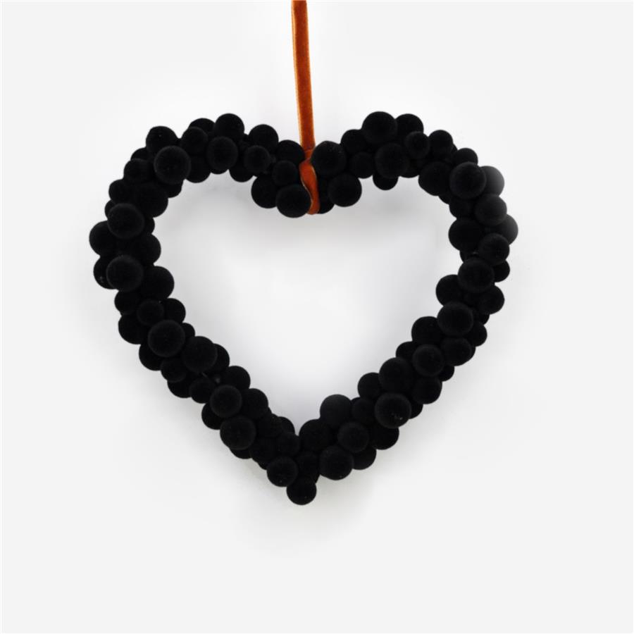 Corazón con pompones negros - Galerías el Triunfo - 100307378467