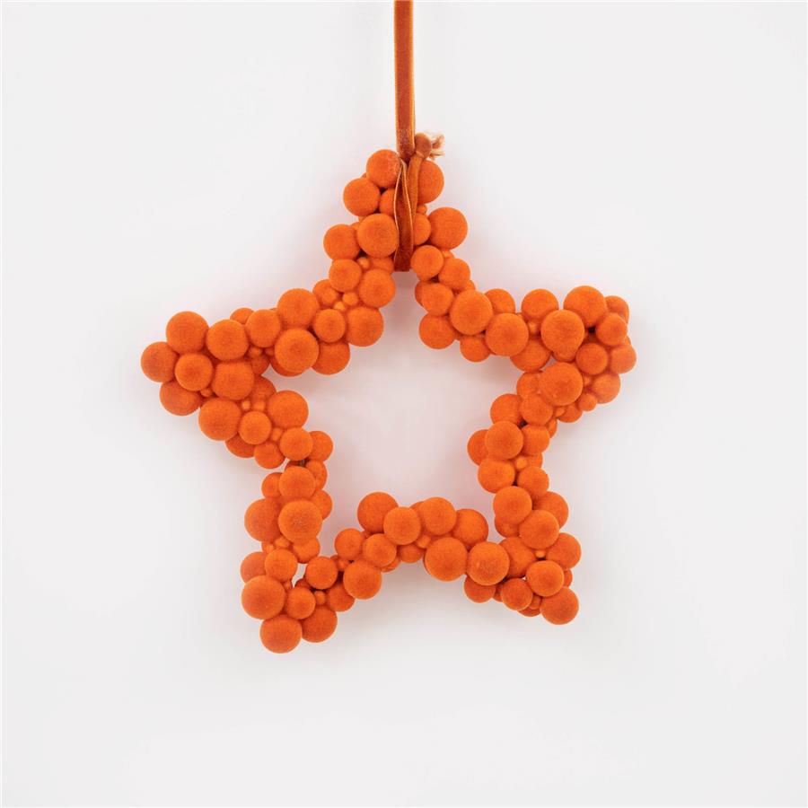 Estrella con pompones naranja - Galerías el Triunfo - 100307378477