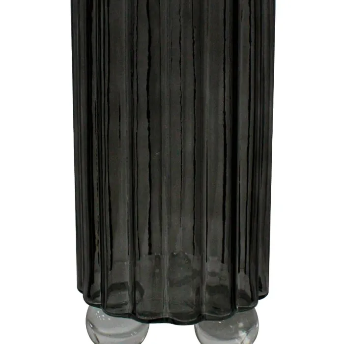Florero de Cristal Humo a Rayas