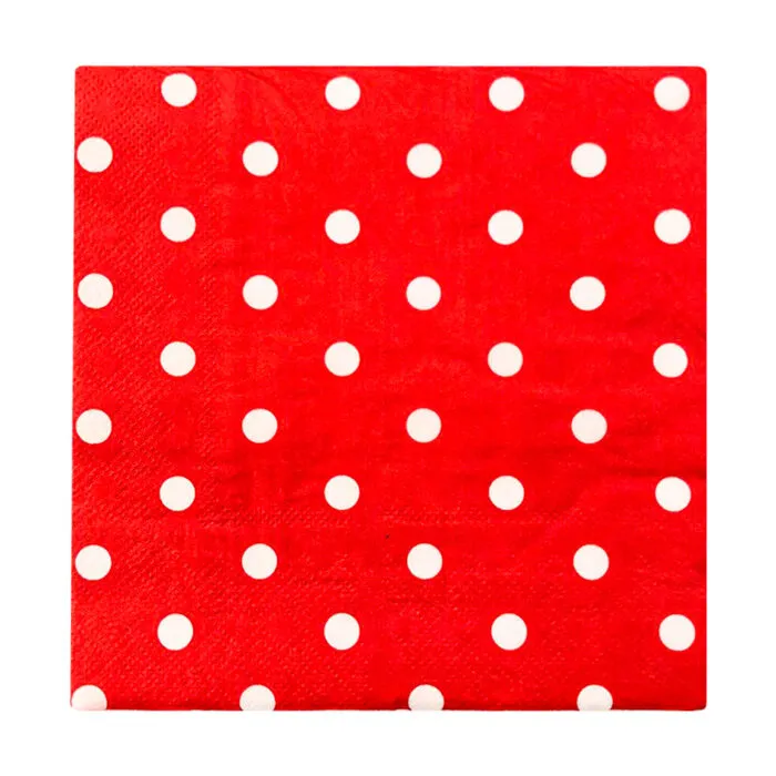 Paquete de Servilletas Rojo Puntos Blancos (20 Pzas)