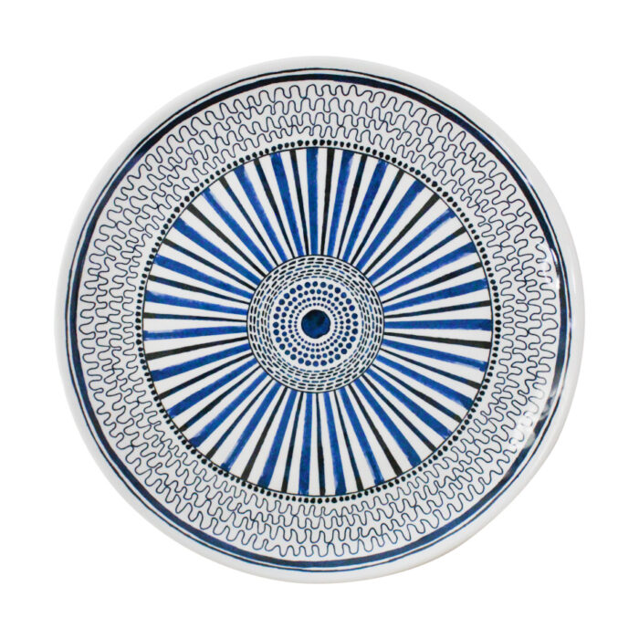 Plato Patrón Geométrico Tonalidad Azul