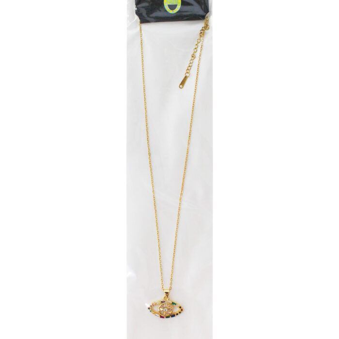 Collar con ojo turco y orilla de pedrería de 2.5x2x50cm