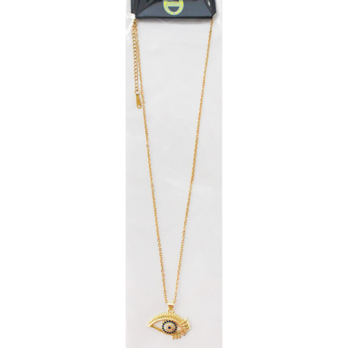 Collar con ojo turco y pestañas doradas de 2.5x1.8x50cm