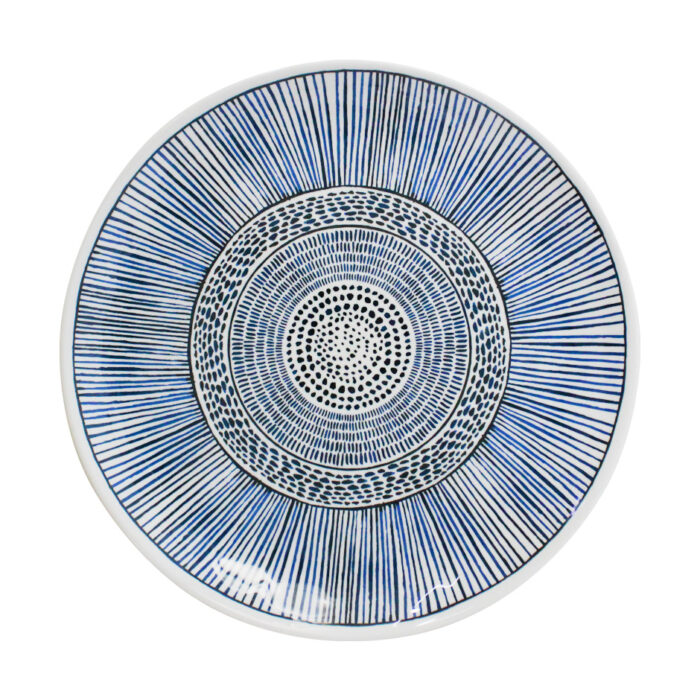 Plato Diseño Radial Calado Tono Azul
