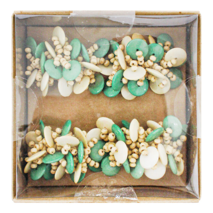 Set de Servilleteros de Cuentas Mixtas Verde y Natural