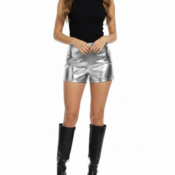 Short Plateado Metálico Brillante S