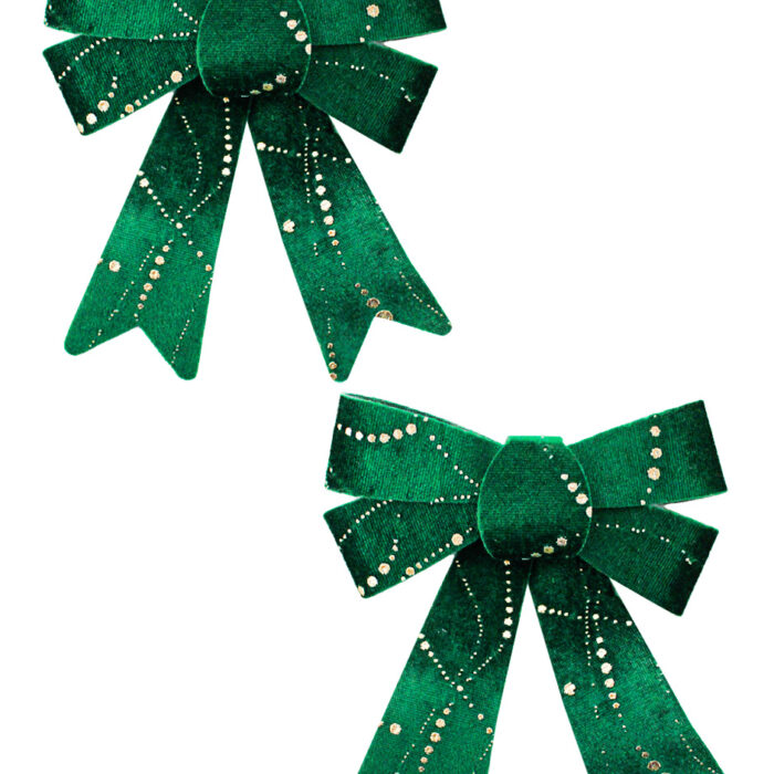 Juego de 2 Moños Verdes con Dorado
