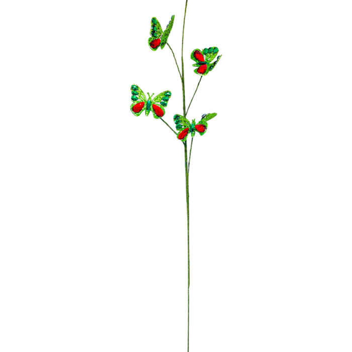 Vara de Mariposas Verdes con Pedrería