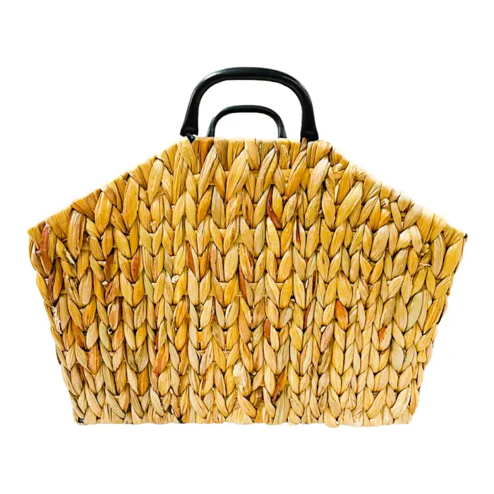 Canasta Rectangular Tejida con Asas de Metal Negro