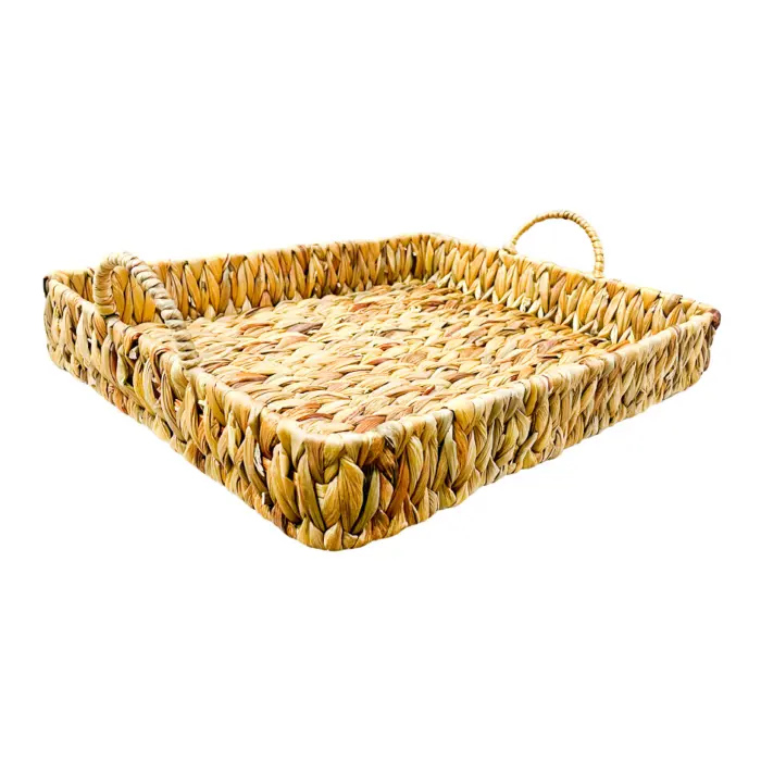 Canasta Rectangular Tejida con Asas de Metal Negro