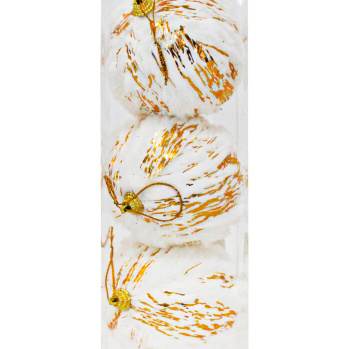 Set de 3 Esferas Blancas con Rayas Doradas
