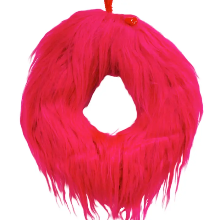 Corona de Peluche Rosa con Corazón Rojo