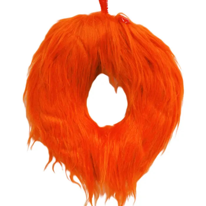 Corona de Peluche Naranja con Corazón Rojo
