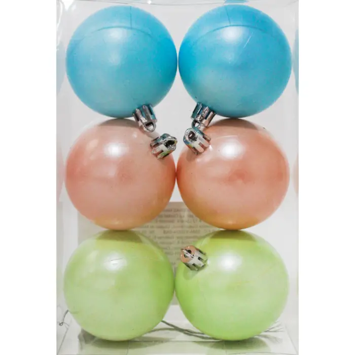 Set de 6 Esferas Azul, Rosa y Verde Mate