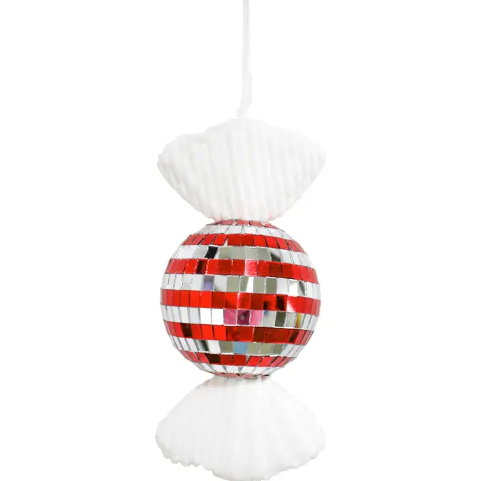 Colgante "Caramelo Disco Ball" Rojo y Plata