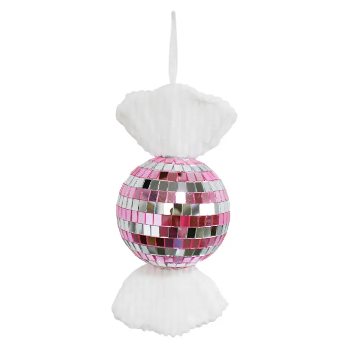 Colgante "Caramelo Disco Ball" Rosa y Plata
