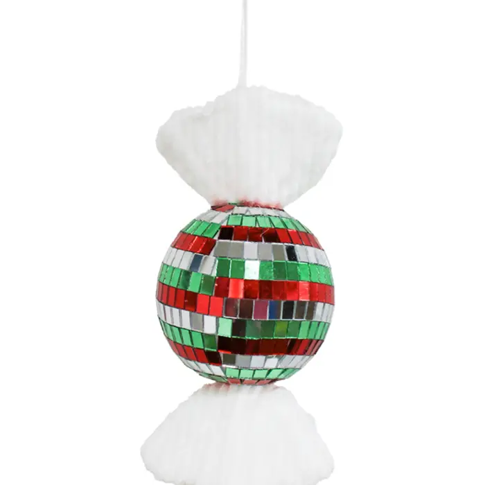 Colgante "Caramelo Disco Ball" Verde, Plata y Rojo