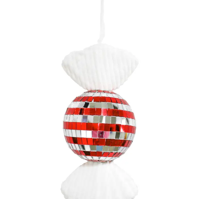 Colgante "Caramelo Disco Ball" Rojo y Plata