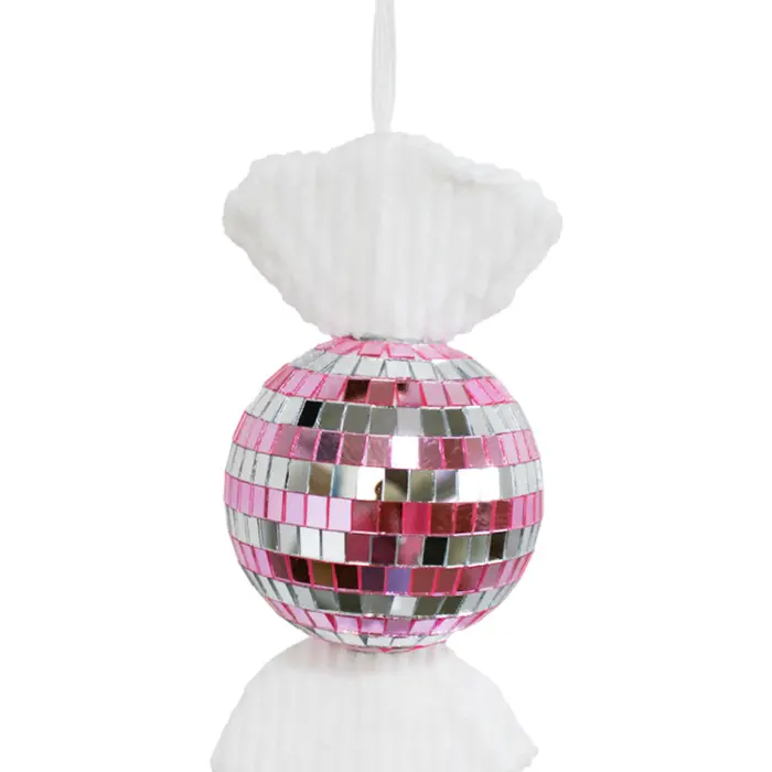 Colgante "Caramelo Disco Ball" Rosa y Plata