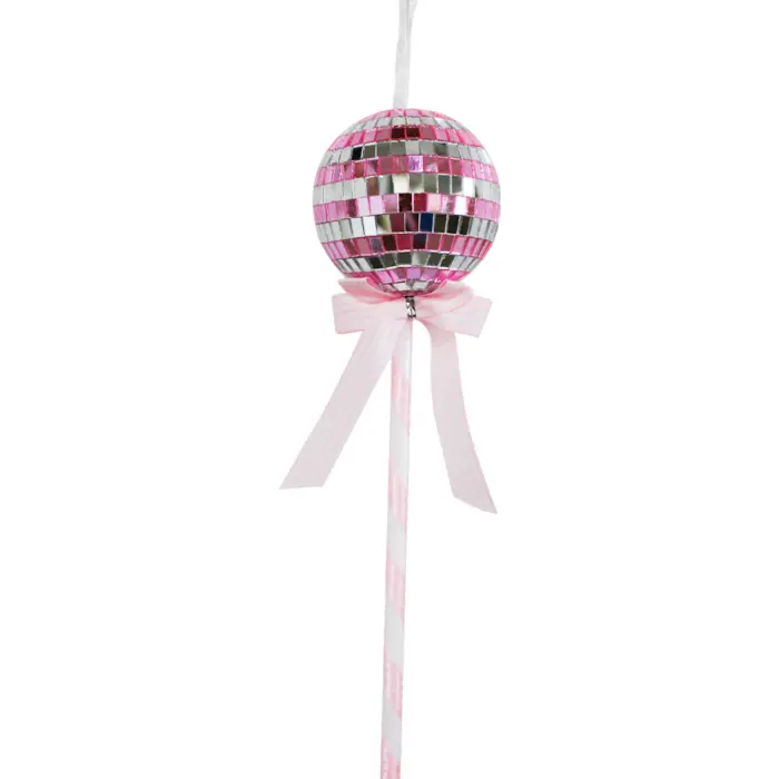 Paleta Decorativa Diseño Disco Ball Rosa y Plata