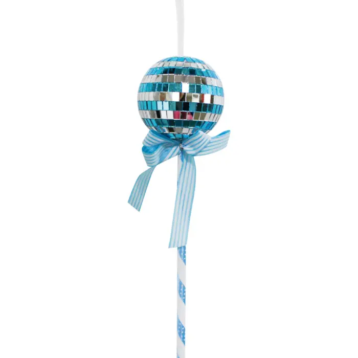 Paleta Decorativa Diseño Disco Ball Azul y Plata