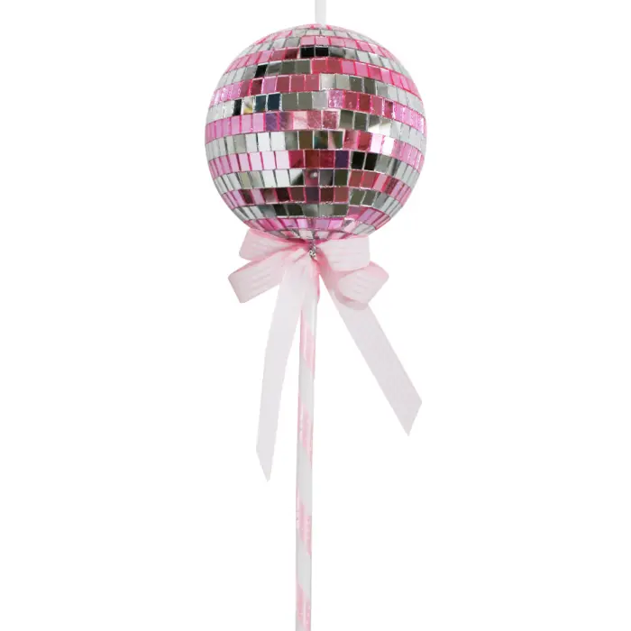 Paleta Decorativa Diseño Disco Ball Rosa y Plata