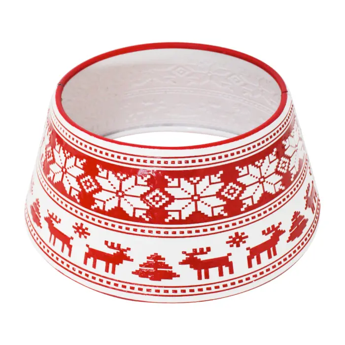 Falda para Árbol de Navidad de Metal Blanco y Rojo