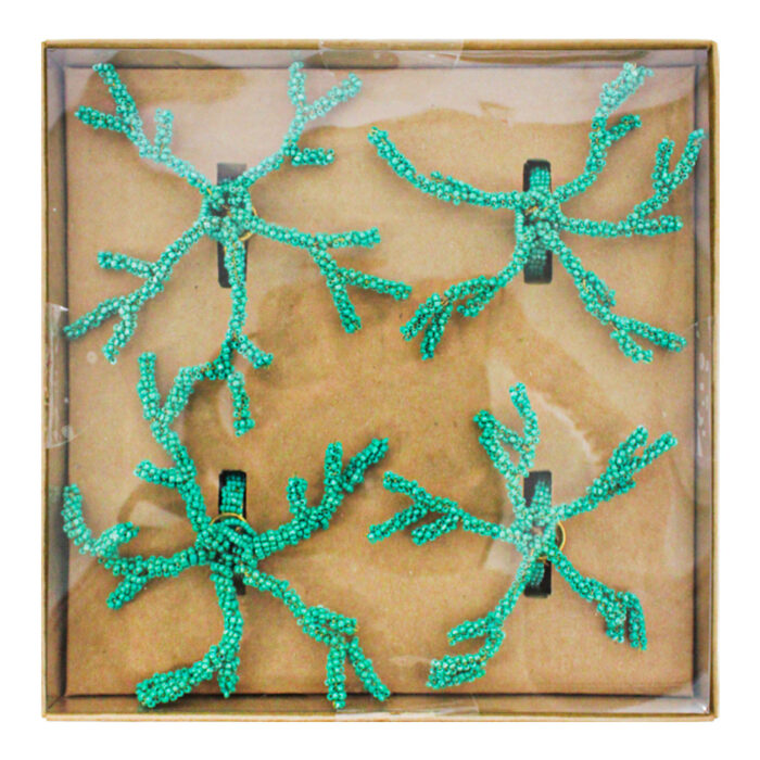 Set de Servilleteros con Chaquiras Verdes