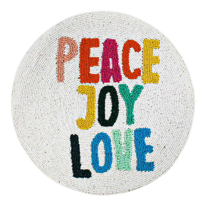Mantel Bordado con Leyenda PEACE JOY LOVE